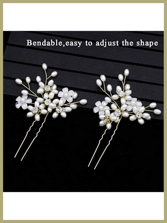 Bendable Pearl Wedding Hair Pins, Pack of 3